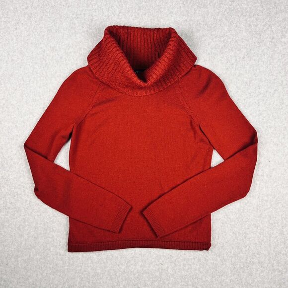 Ann Taylor Red Merino Wool Turtleneck Sweater Womens XS Ribbed Knit Fitted - Picture 4 of 14
